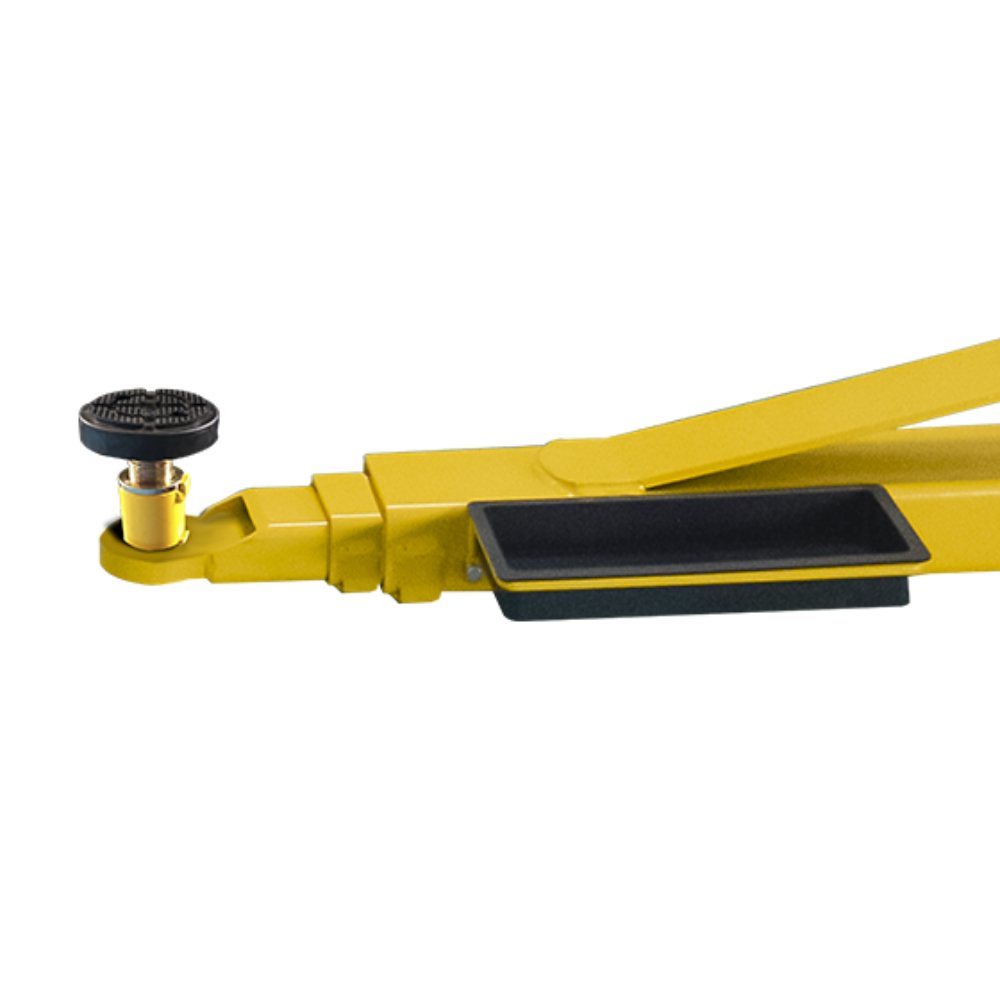 AMGO BP-9 Base Plate Two-Post Lift lifting arm with rubber pad, toe guard and built-in tool tray