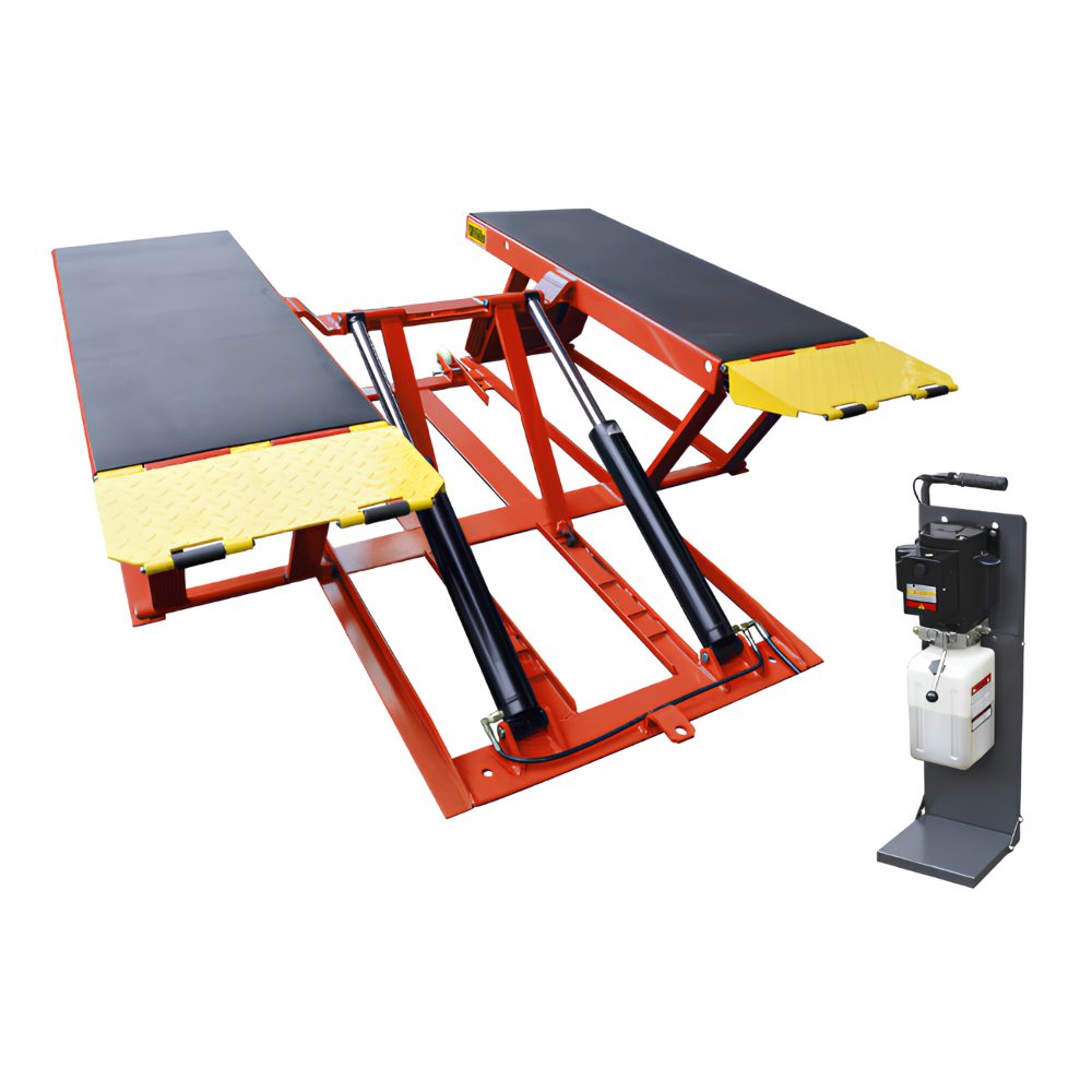 AMGO LR10 Portable Low-Rise Lift full product view with detachable power unit stand