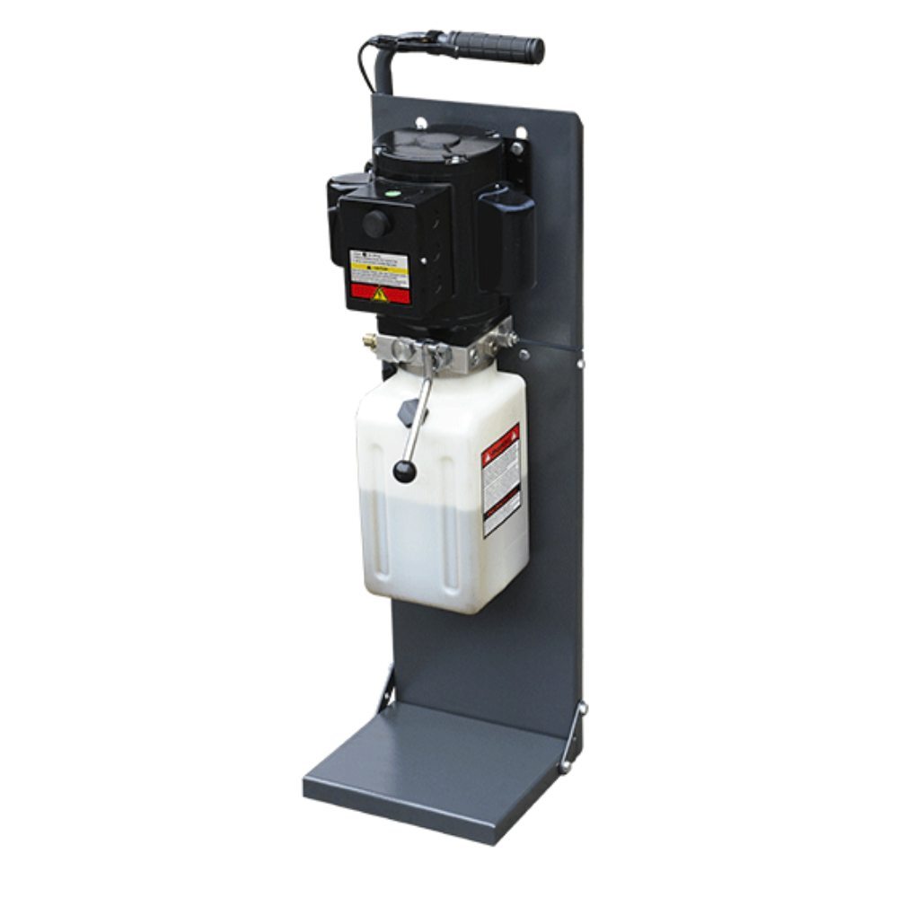 AMGO MR06 Portable Mid-Rise Scissor Lift detachable hydraulic power unit on freestanding metal base