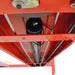 AMGO PRO-12SX Four-Post Lift hydraulic cylinder and cable system viewed beneath the runway