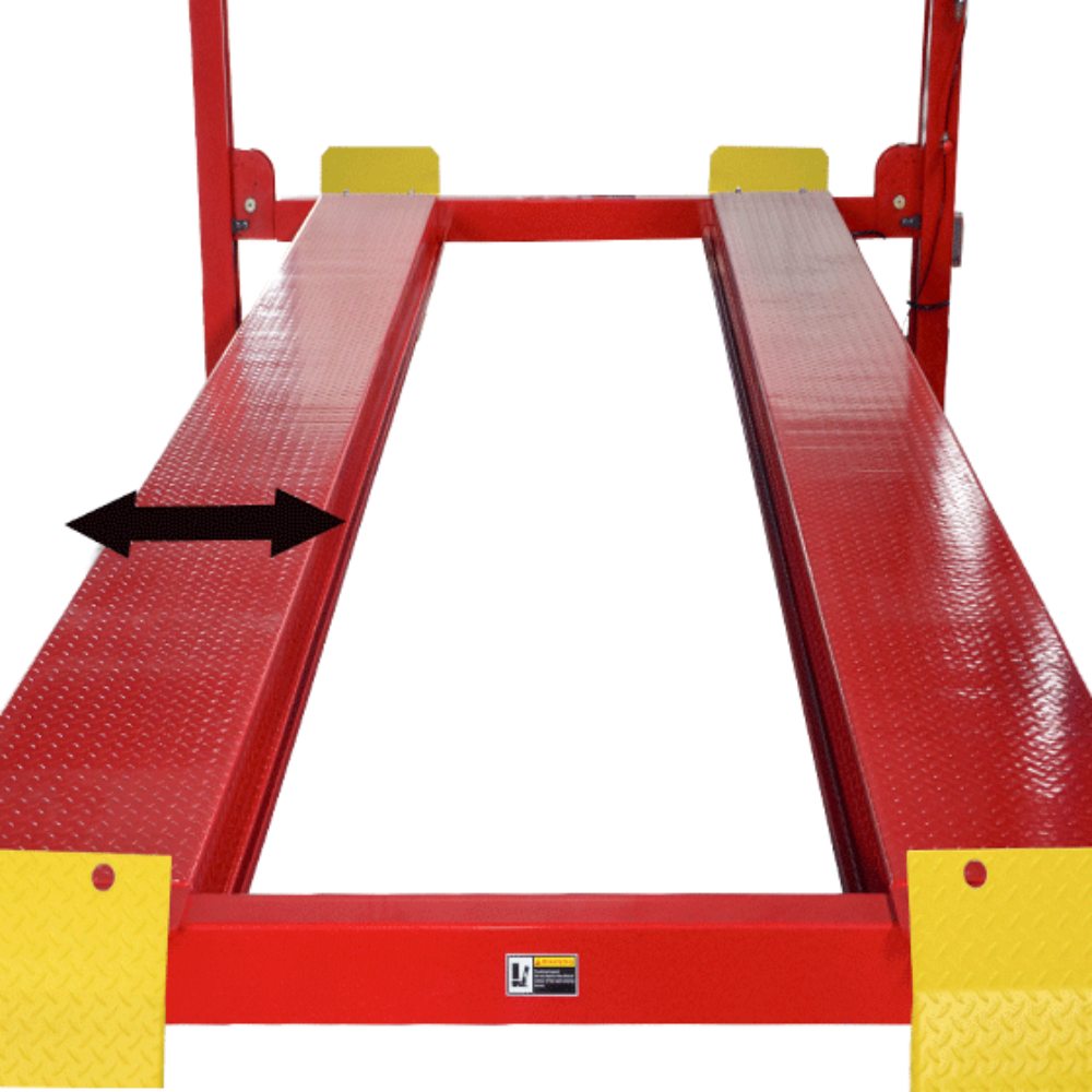 AMGO PRO-12SX Four-Post Lift stepless adjustable runways for changing the platform width to suit different vehicles