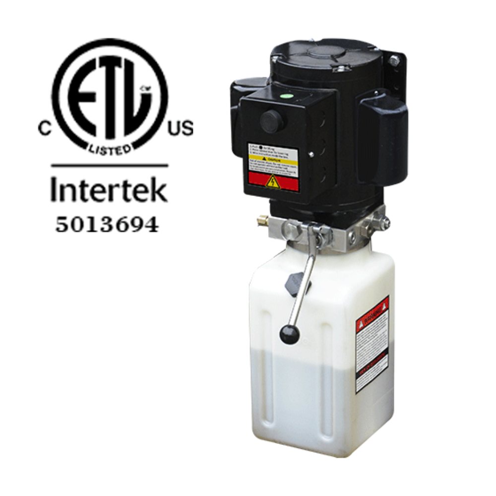 AMGO SML-7 Mobile Single Post Lift ETL certified hydraulic power unit with motor and fluid reservoir