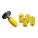 AMGO SML-7 Mobile Single Post Lift drop-in screw-type rubber pad with 2-inch pin diameter and 3-inch extension adapter
