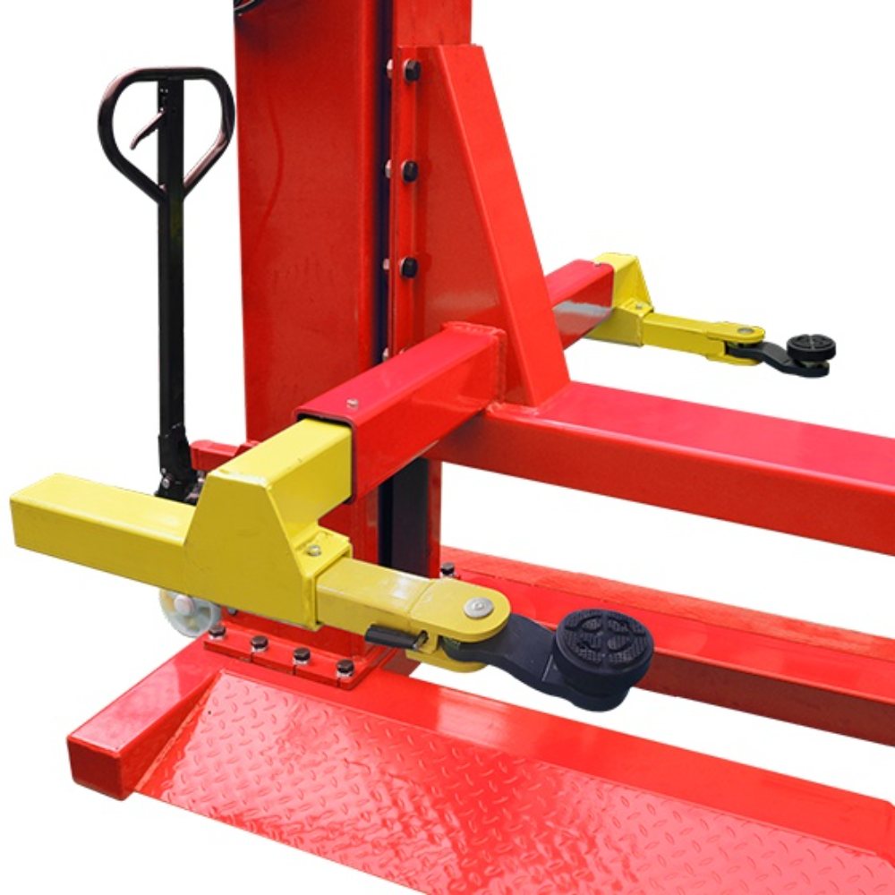 AMGO SML-7 Mobile Single Post Lift patented bionic arms for precise positioning at lifting points