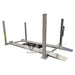 Triumph NSS-8XLT 8,000 lb Four-Post Car Lift angled view with aluminum approach ramps