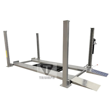 Triumph NSS-8 8,000 lb Four-Post Car Lift Angled View