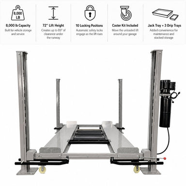 Triumph NSS-8 8,000 lb Four-Post Car Lift Features