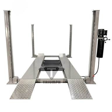Triumph NSS-8 Classic 8,000 lb. front view with aluminum approach ramps and four posts