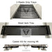 Triumph NSS8X-1 Four-Post Lift accessories showing three plastic drip trays, steel jack tray, and caster kit