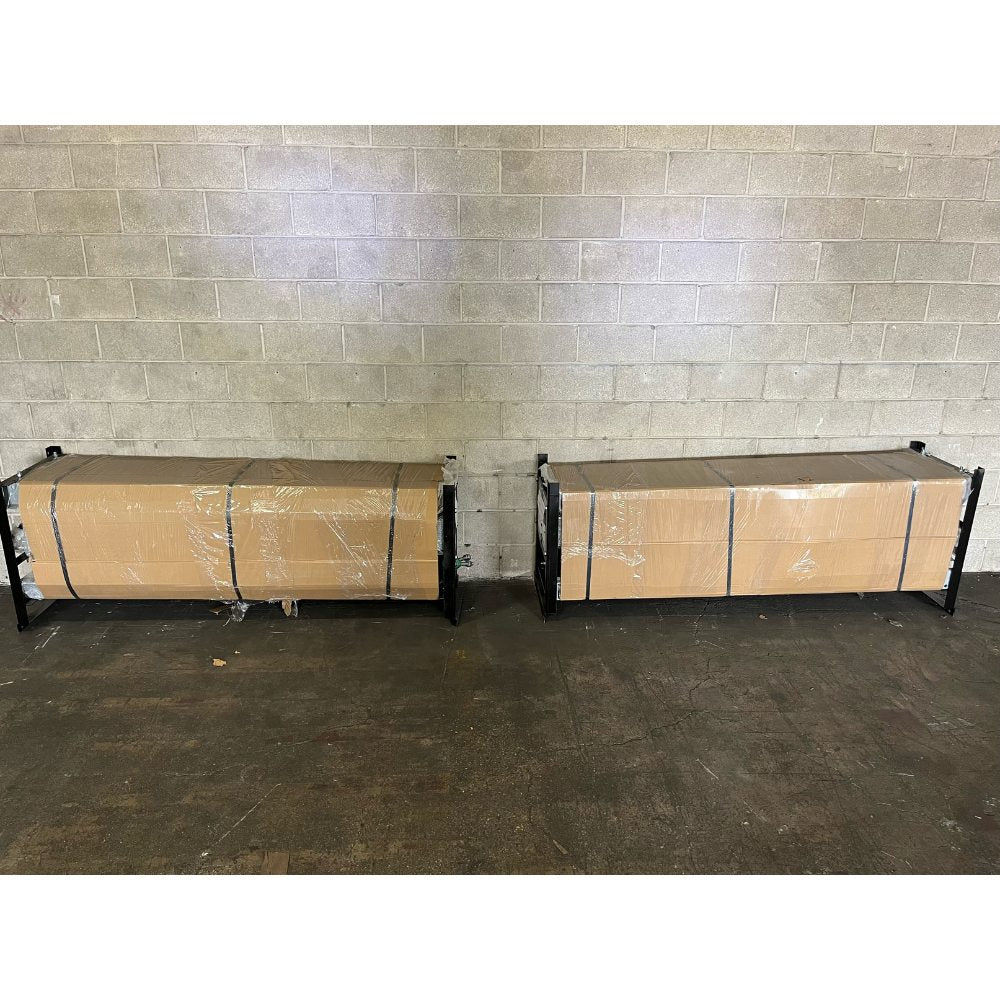 Triumph NSS8X-1 Four-Post Lift packaged sections secured for shipping Lift-gate delivery