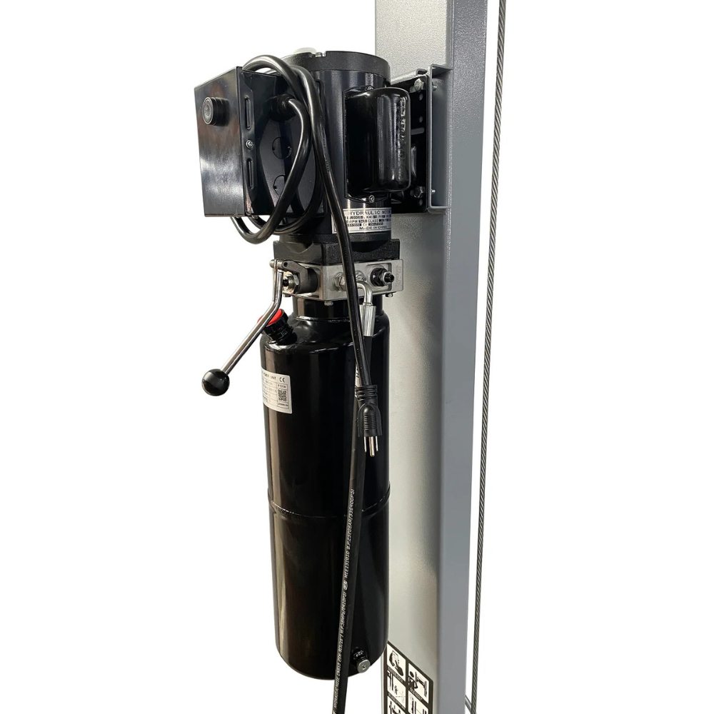 Triumph NSS8X-1 Four-Post Lift power unit mounted to the post