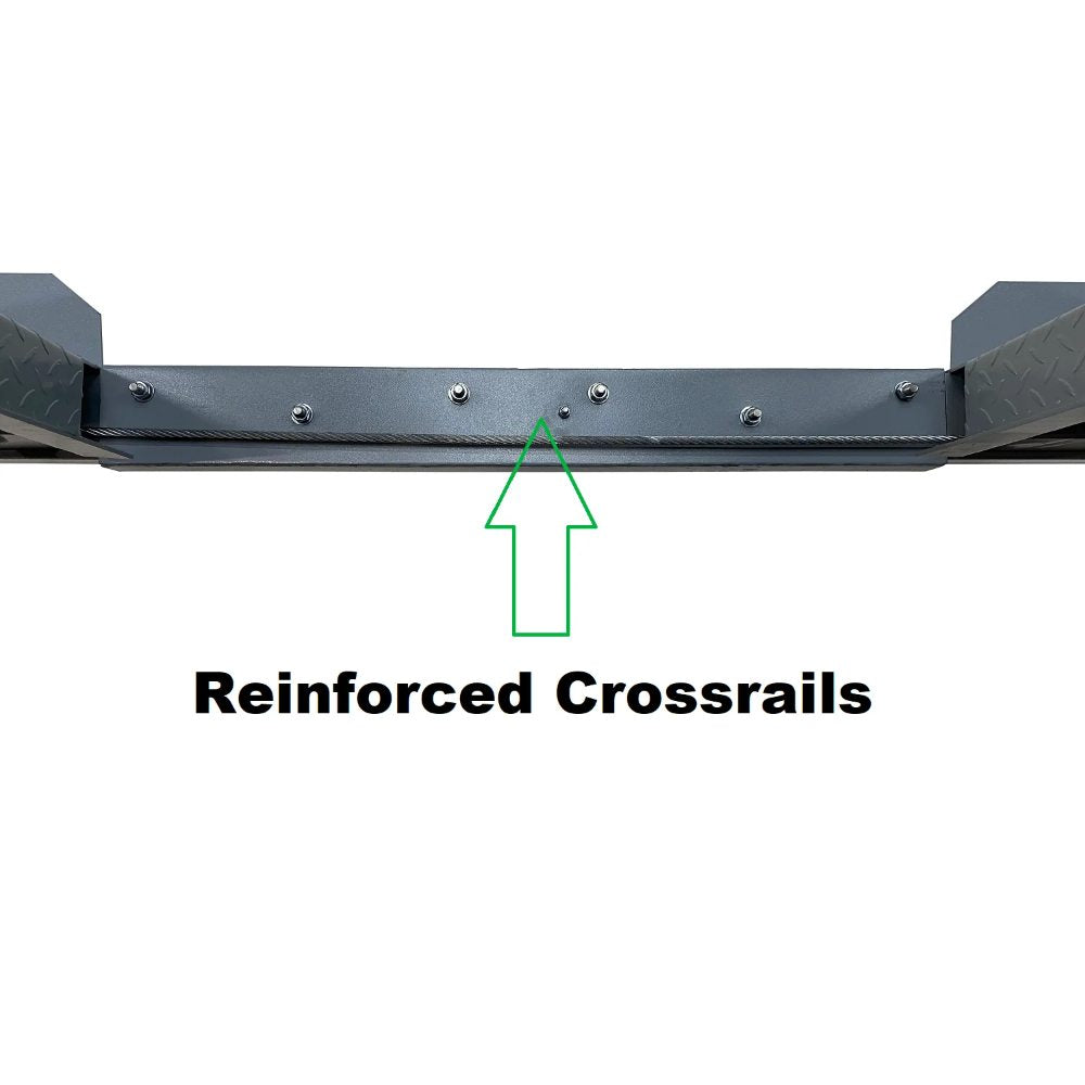 Triumph NSS8X-1 Four-Post Lift reinforced crossrails shown in close-up