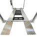 Triumph NSS8X-1 Four-Post Lift showing the runways, center trays, and aluminum ramps