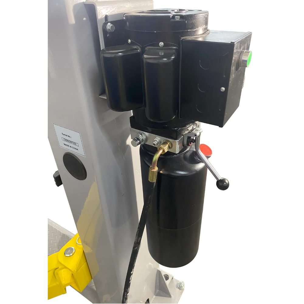 Triumph NT-9 Two-Post Floor Plate Lift close-up of the hydraulic power unit mounted to the column