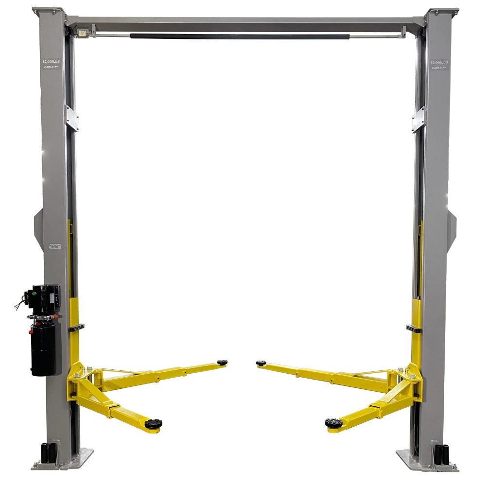 Triumph NTO-10A Overhead Two-Post Lift with lifting arms positioned open