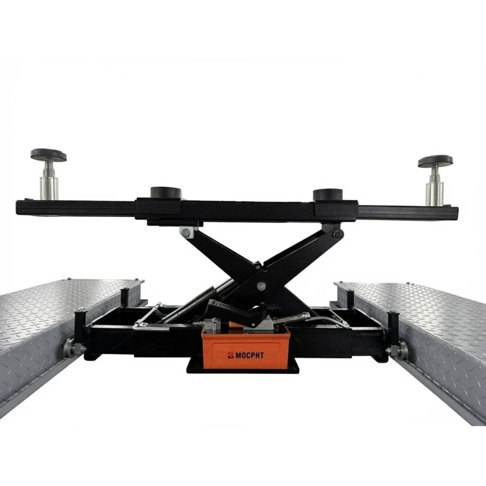 Triumph RJ-5000 5,000 lb Rolling Bridge Jack in raised position with hydraulic lifting mechanism