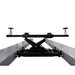 Triumph RJ-5000 5,000 lb Rolling Bridge Jack raised between lift runways with adjustable lifting pads