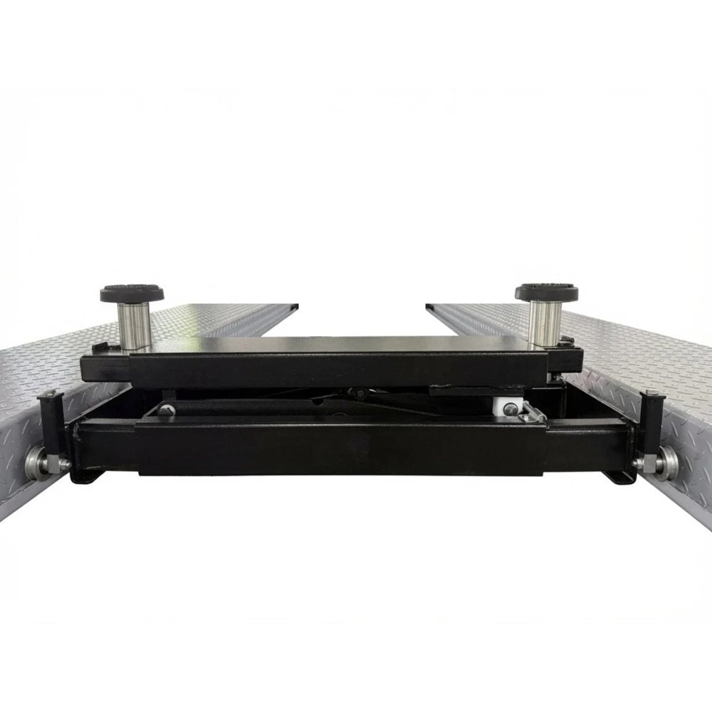 Triumph RJ-5000 5,000 lb Rolling Bridge Jack with lifting pads and height adapters fitted between the runways